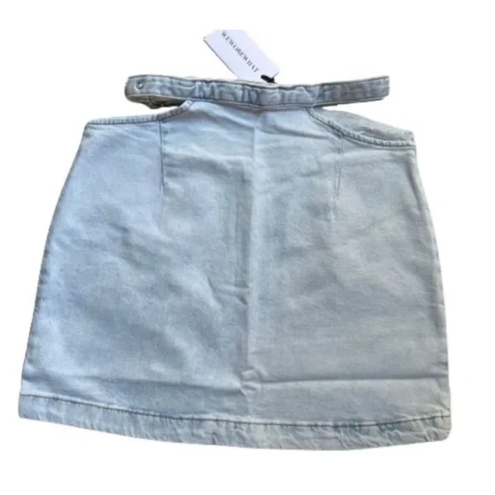 WeWoreWhat NWT Women’s denim cut out skirt, Med/Sm sizes. Waist belt adjustable - Picture 6 of 9